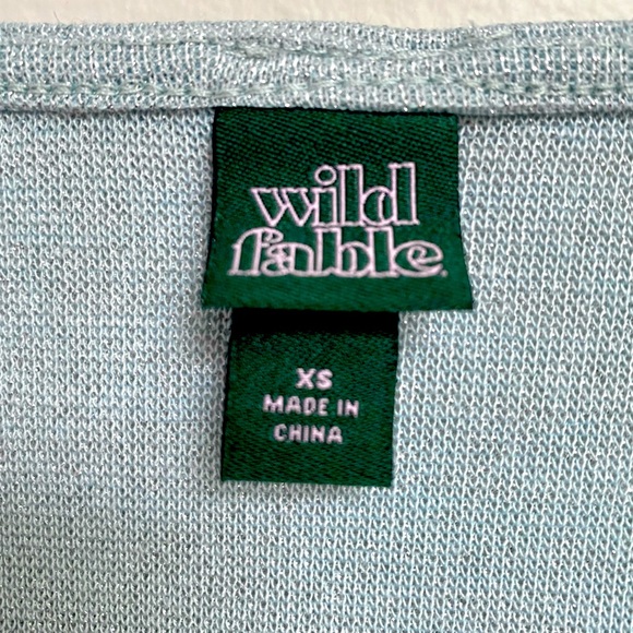 Wild Fable Blue Metallic Ruched Front Longsleeve - Picture 4 of 5